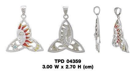 Enameled Celtic Sun on Trinity Knot Sterling Silver with Gemstone Pendant TPD4359 - peterstone.dropshipping