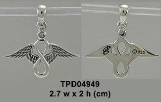 Angel Wings and Infinity Symbol with Gemstone Silver Pendant TPD4949 - peterstone.dropshipping