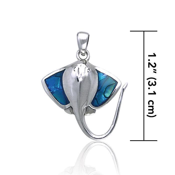 Excellent Maneuver on the Sea ~ Sterling Silver Inlaid Stingray Pendant TPD050 Pendant