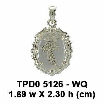 Fairy Sterling Silver Pendant with Genuine White Quartz TPD5126 - peterstone.dropshipping