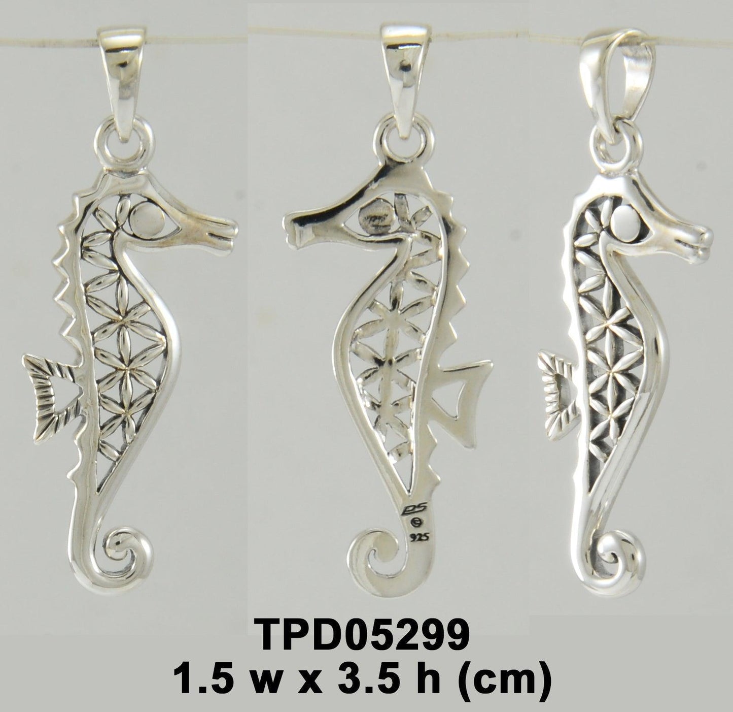 Flower of Life Seahorse Silver Pendant TPD5299 - peterstone.dropshipping