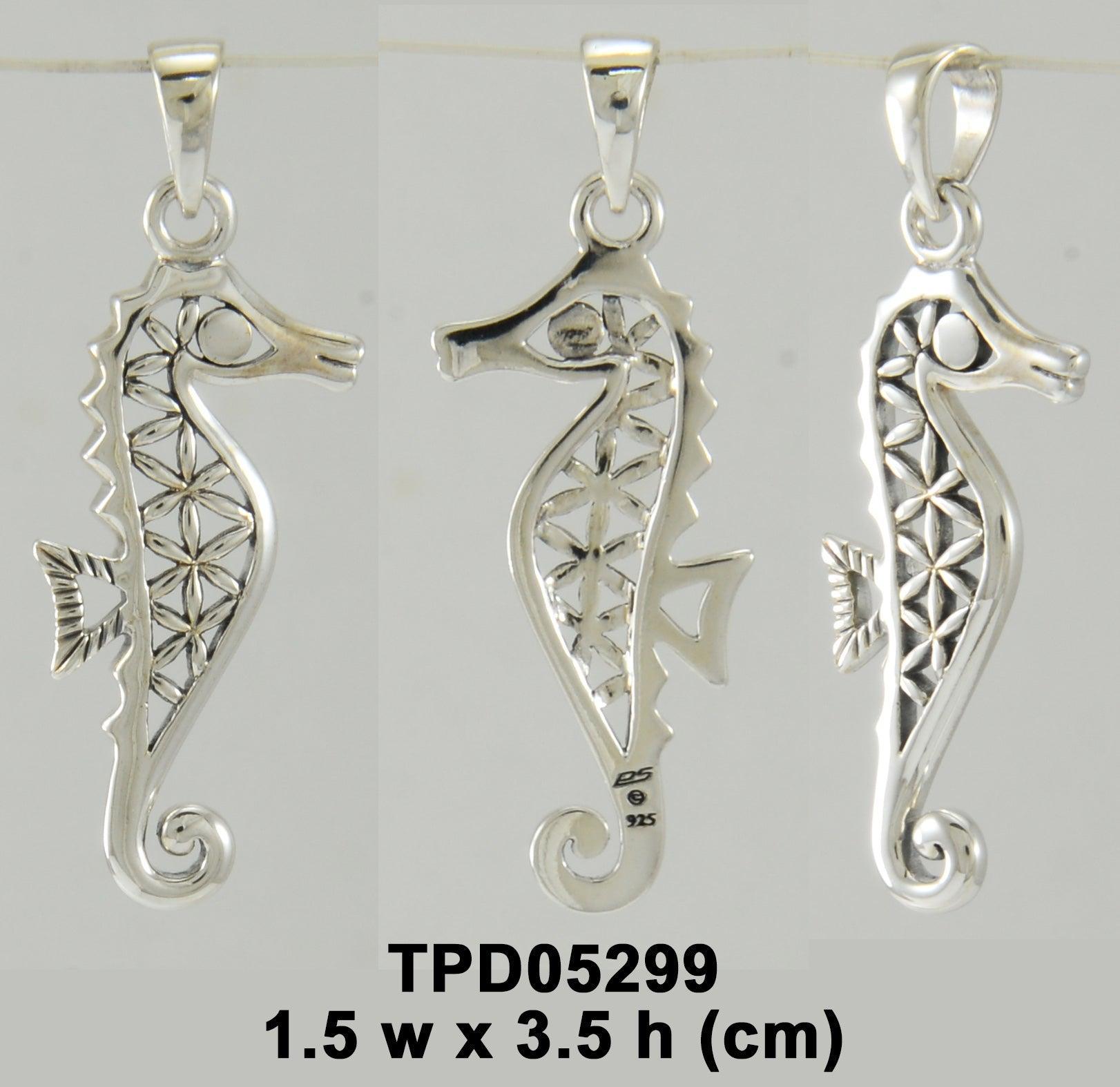 Flower of Life Seahorse Silver Pendant TPD5299 - peterstone.dropshipping