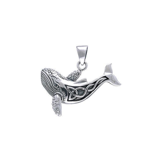 Celtic Accent Humpback Whale Sterling Silver Pendant TPD054 - Wholesale Jewelry