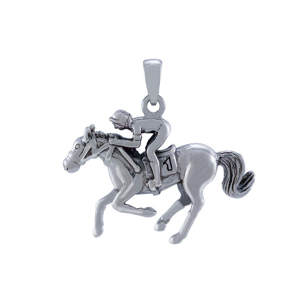 Horse racing Silver Pendant TPD5824 - peterstone.dropshipping