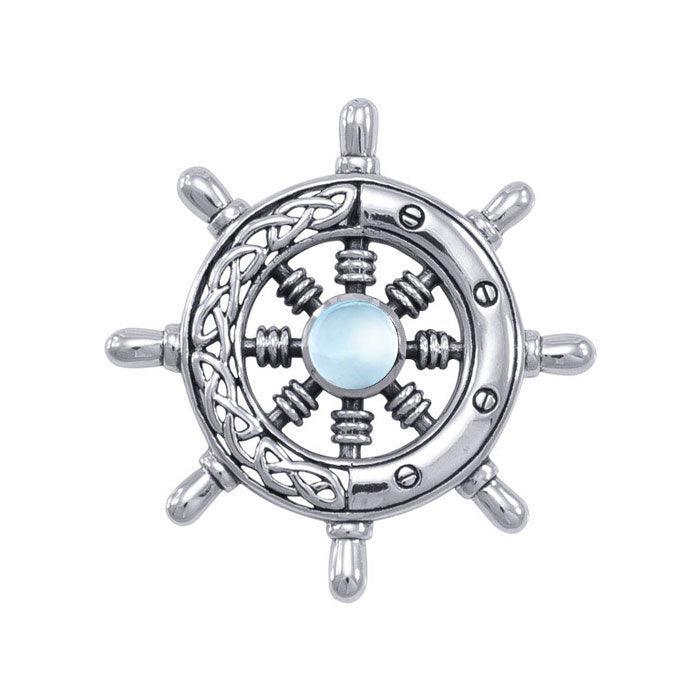 Wherever the Celtic ship wheel goes ~ Sterling Silver Small Pendant with Gemstone TPD1028 - peterstone.dropshipping