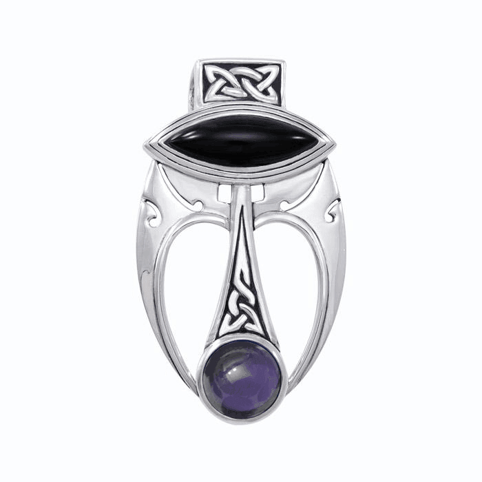 An elegant fusion of art ~ Sterling Silver Celtic Maori Pendant Jewelry with Gemstone Centerpiece TPD1213 - Wholesale Jewelry