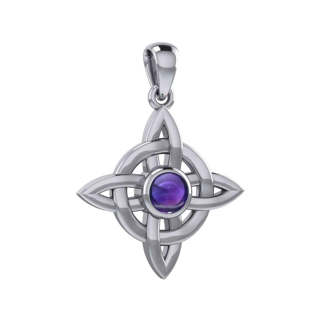Celtic Knotwork Wheel of Being Sterling Silver Pendant with Gemstone TPD130 - peterstone.dropshipping