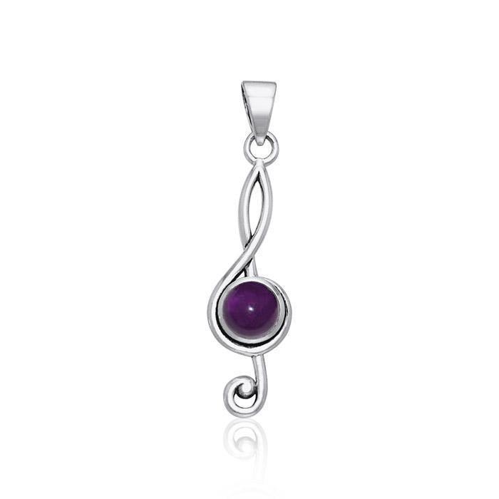 Music Clef Cabochon Gemstone Pendant TPD1719 Pendant