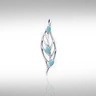 Leaf Silver Pendant with Gemstones TPD3339 Pendant