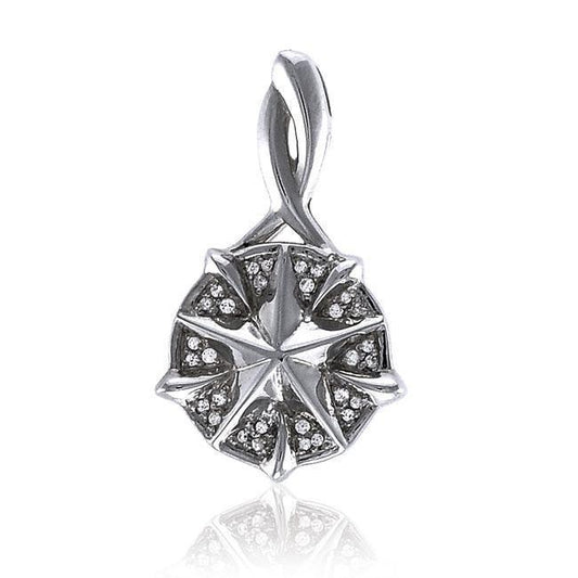 Silver Compass Slider Pendant with Gemstone TPD3528 Pendant