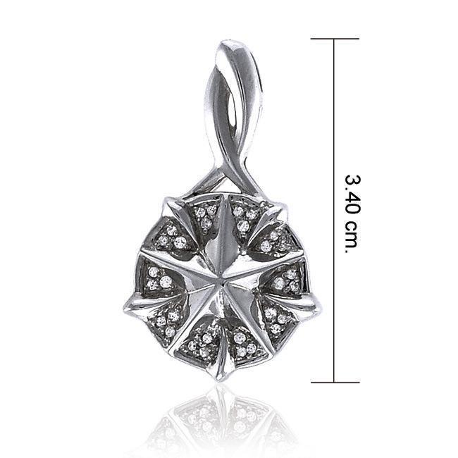 Silver Compass Slider Pendant with Gemstone TPD3528 Pendant