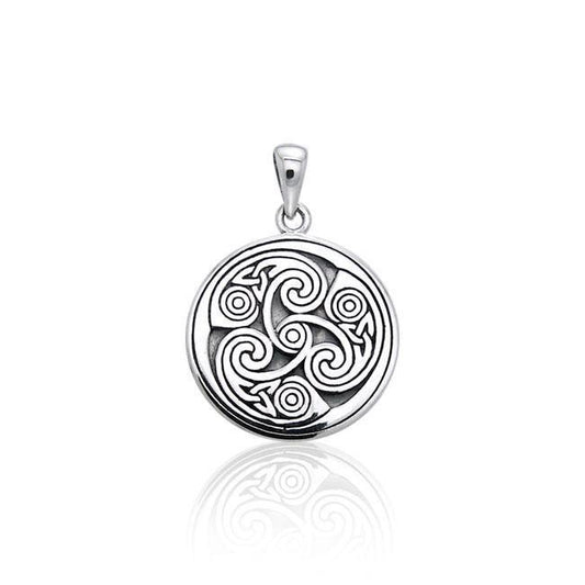 Celtic Triskele Round Silver Pendant TPD3542 Pendant