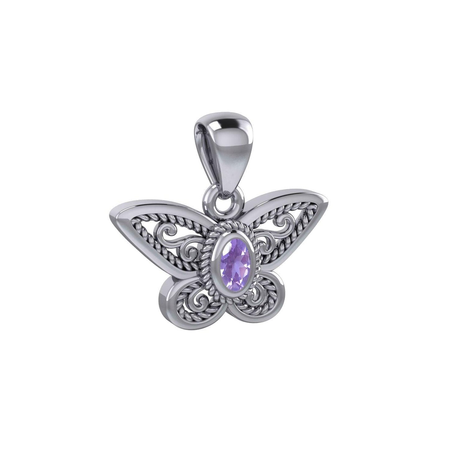 Life colorful transformation ~ Sterling Silver Jewelry Butterfly Pendant with Gemstone TPD3685 - peterstone.dropshipping