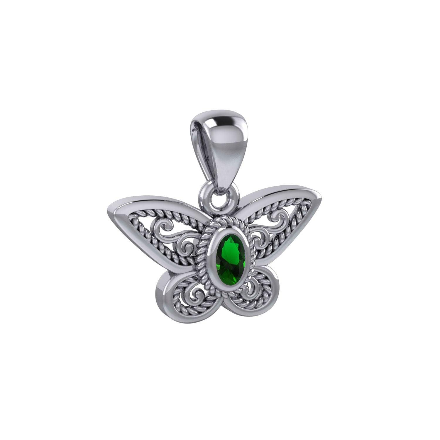 Life colorful transformation ~ Sterling Silver Jewelry Butterfly Pendant with Gemstone TPD3685 - peterstone.dropshipping