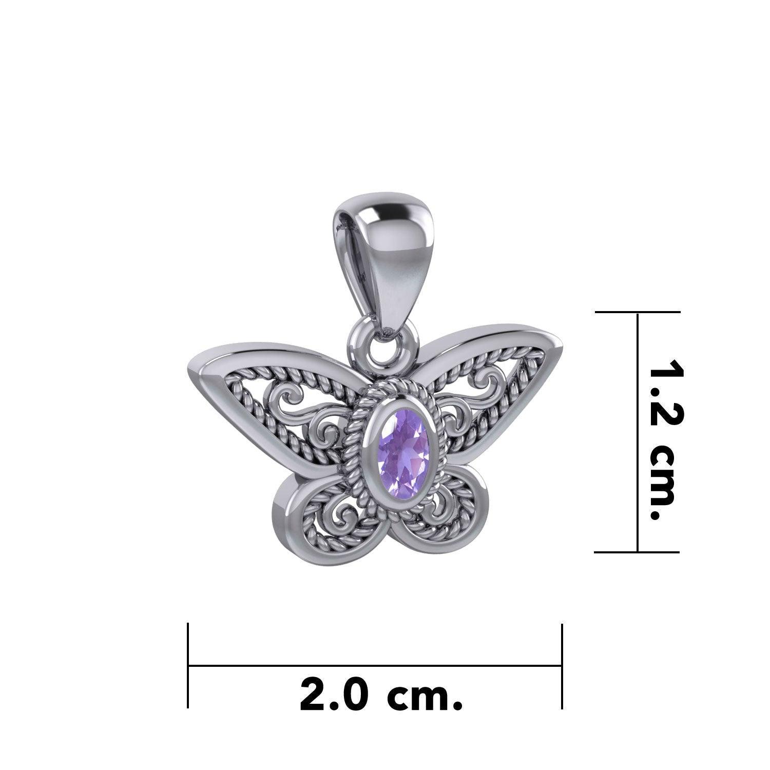 Life colorful transformation ~ Sterling Silver Jewelry Butterfly Pendant with Gemstone TPD3685 - peterstone.dropshipping