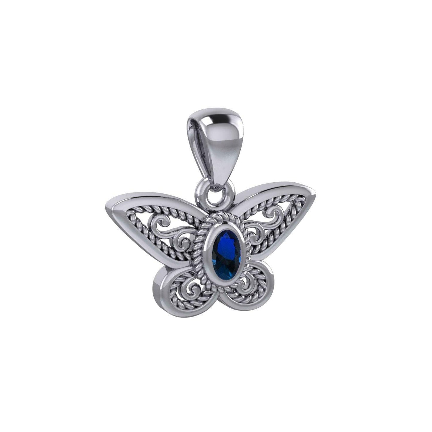 Life colorful transformation ~ Sterling Silver Jewelry Butterfly Pendant with Gemstone TPD3685 - peterstone.dropshipping