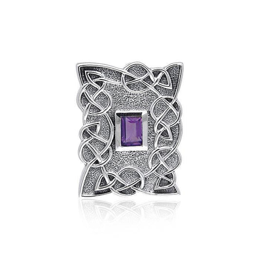 Gem Inlay Celtic Knotwork Silver Pendant TPD382 Pendant