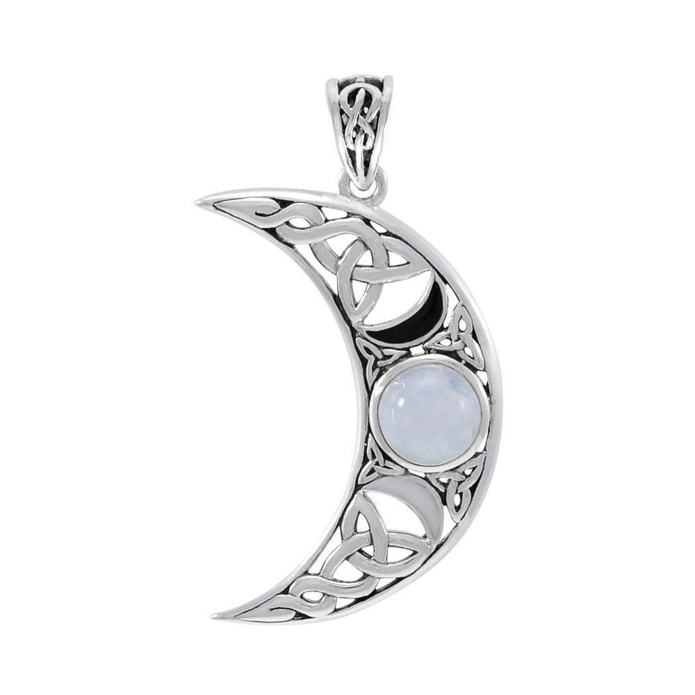 Blue Moon Large Silver Pendant with Gem and Enamel TPD4057 Pendant