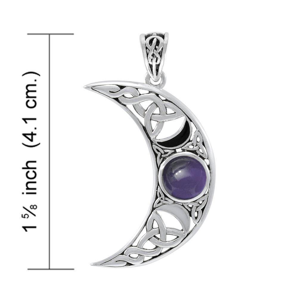 Blue Moon Large Silver Pendant with Gem and Enamel TPD4057 Pendant