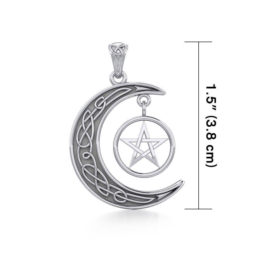 Pentagram on Crescent Moon TPD4231 Pendant