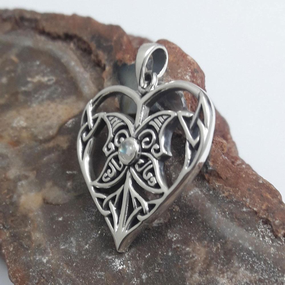 Celtic Triple Goddess Love Peace Sterling Silver Pendant with Gemstone TPD5105 - Wholesale Jewelry