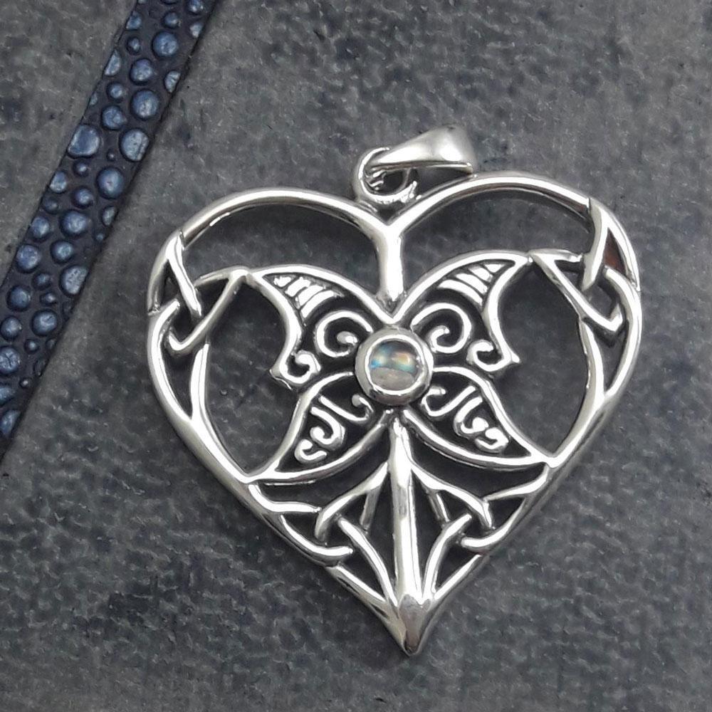 Celtic Triple Goddess Love Peace Sterling Silver Pendant with Gemstone TPD5105 - Wholesale Jewelry