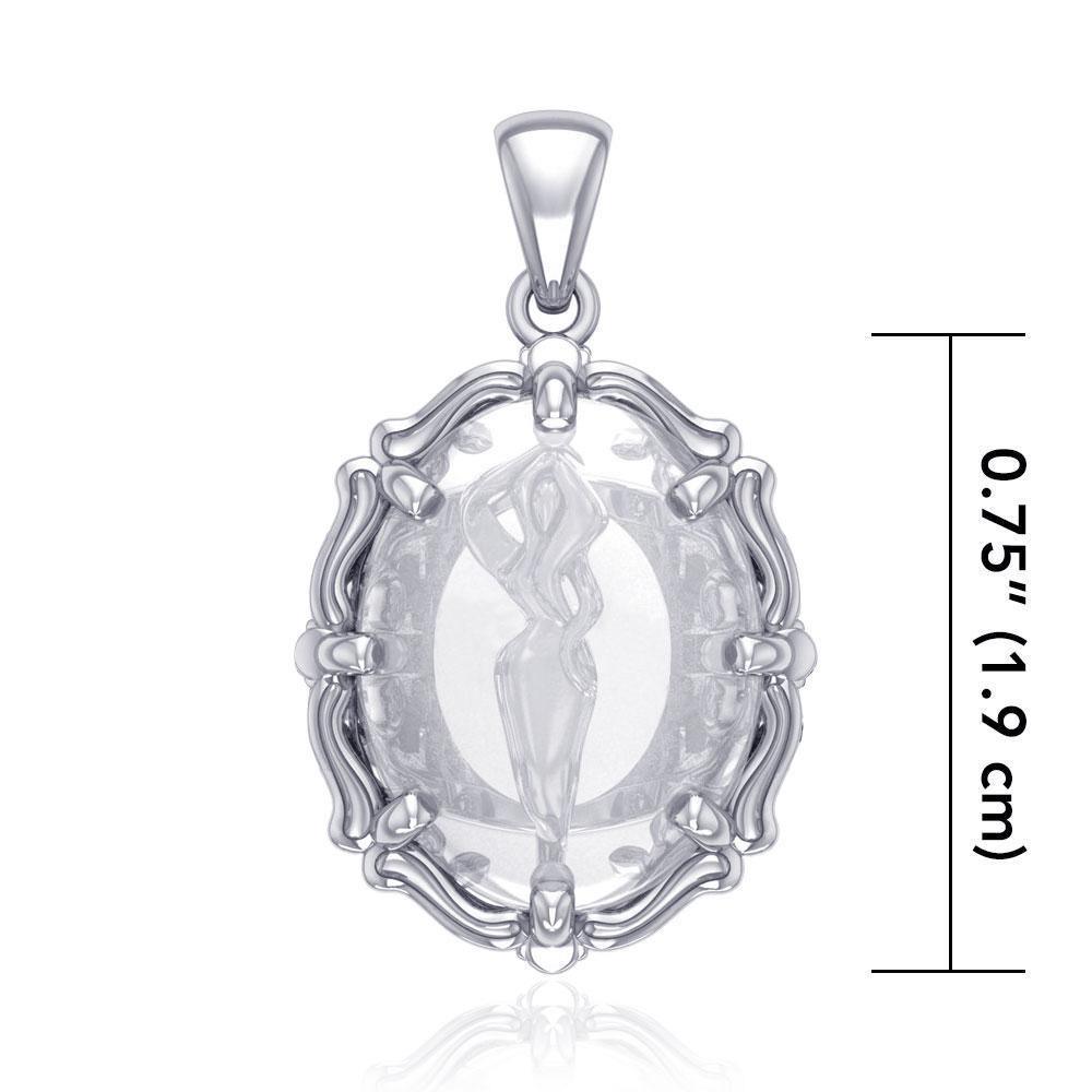 Goddess of Passion Sterling Silver Pendant with Genuine White Quartz TPD5120 Pendant