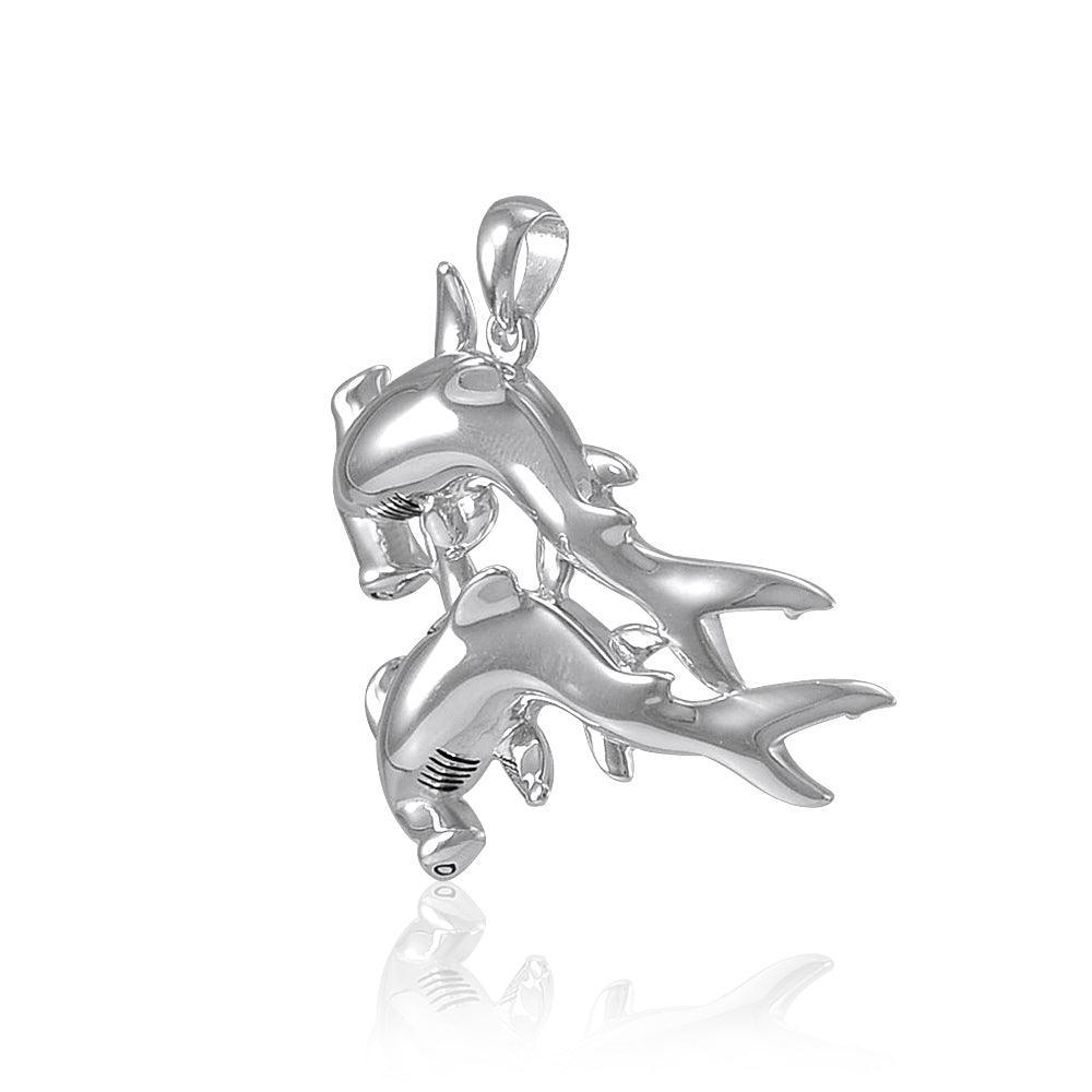 Double Hammerhead Shark Silver Pendant TPD5202 Pendant