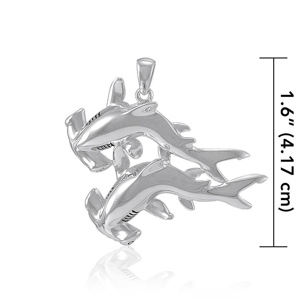 Double Hammerhead Shark Silver Pendant TPD5202 Pendant