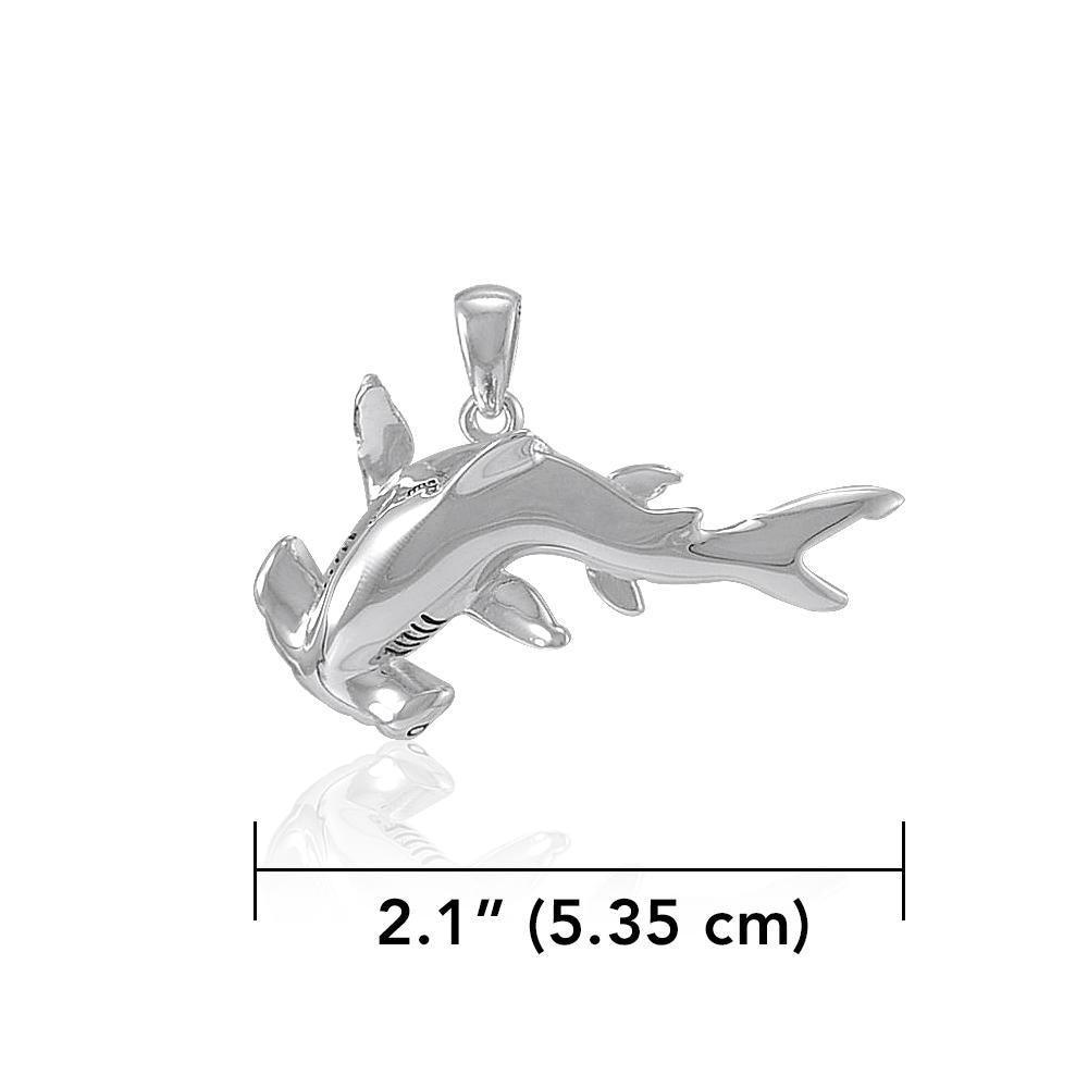 Swimming Hammerhead Shark Silver Pendant TPD5222 Pendant