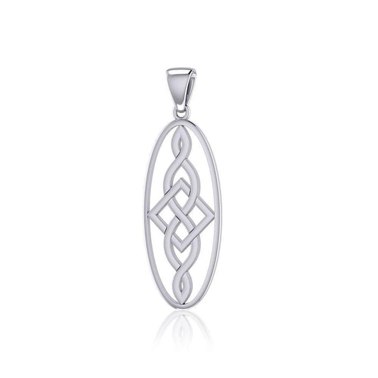 Square Celtic Design in Oval Shape Silver Pendant TPD5232 - Peter Stone Wholesale