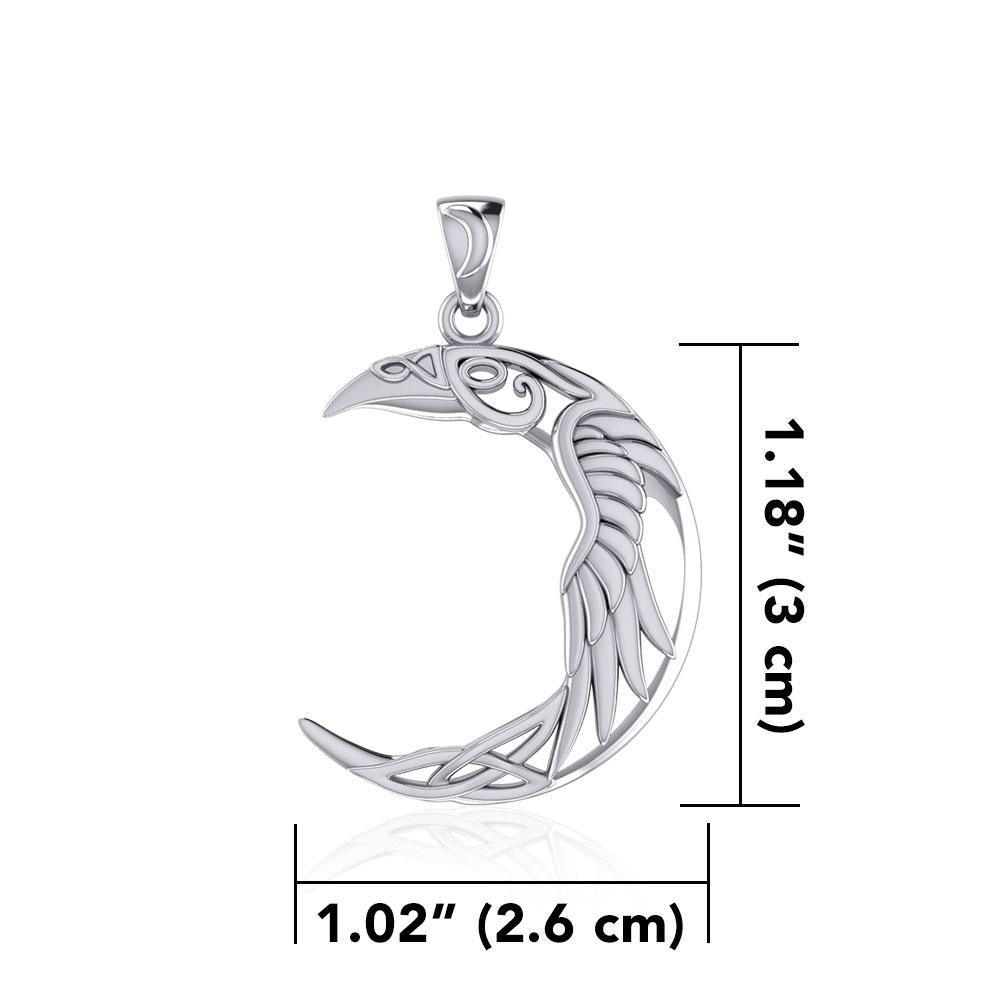 The Celtic Moon Raven Silver Pendant TPD5261 - Peter Stone Wholesale