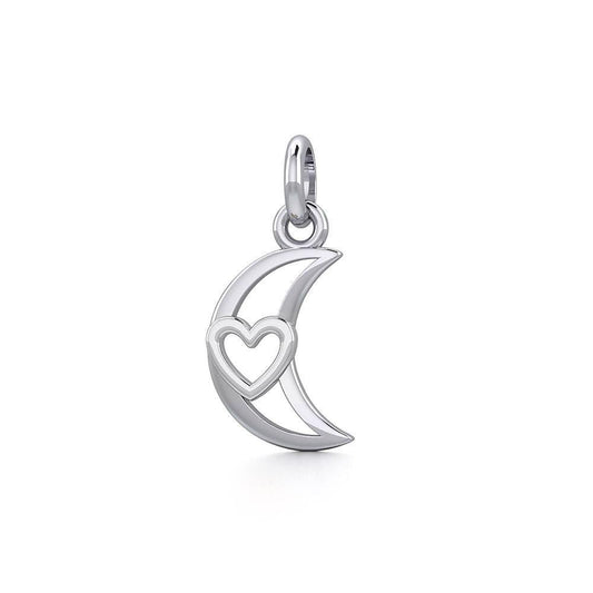 The Heart in Crescent Moon Silver Pendant TPD5267 - Peter Stone Wholesale