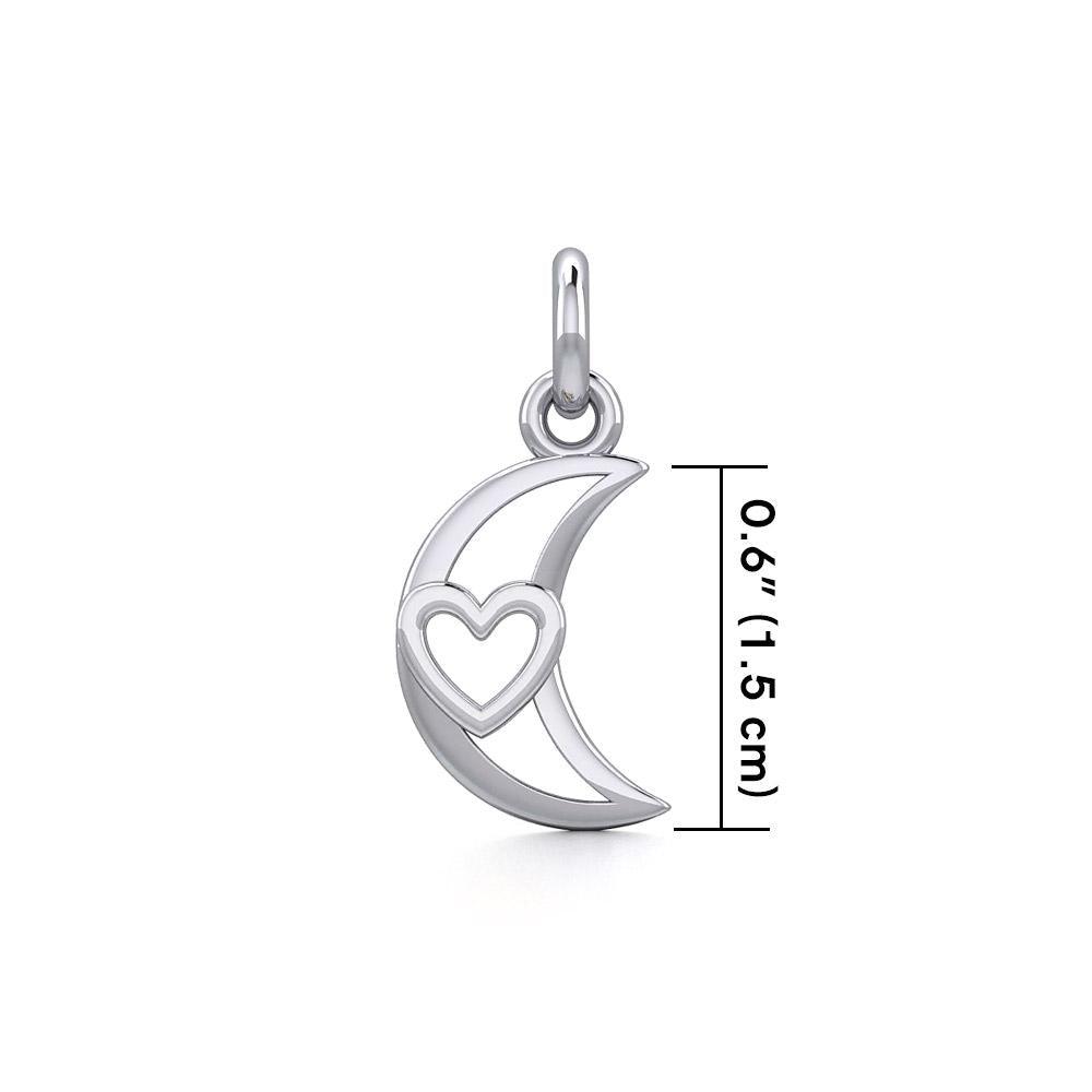The Heart in Crescent Moon Silver Pendant TPD5267 - Peter Stone Wholesale