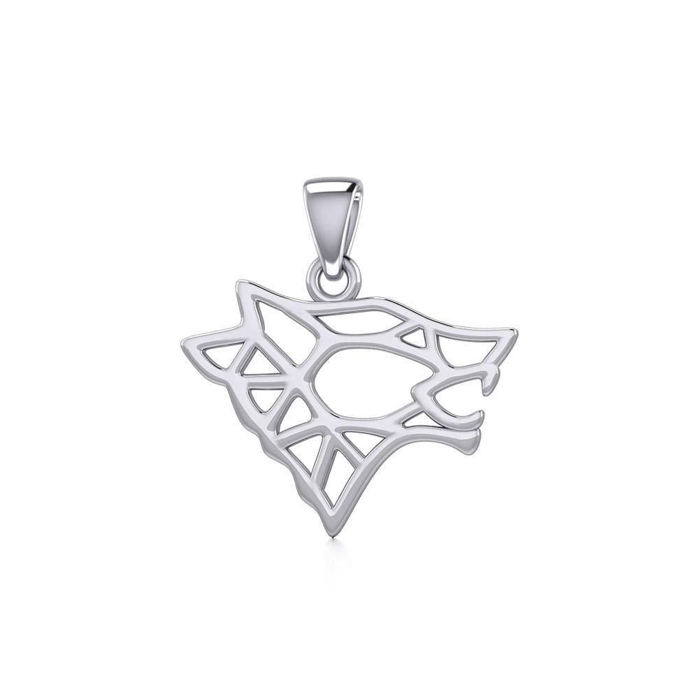 Geometric Wolf Silver Pendant TPD5270 - Peter Stone Wholesale