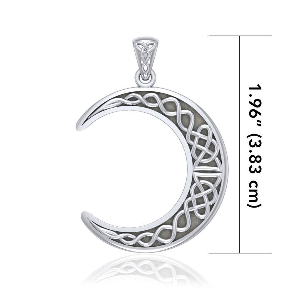 Large Celtic Crescent Moon Silver Pendant TPD5275 - Peter Stone Wholesale