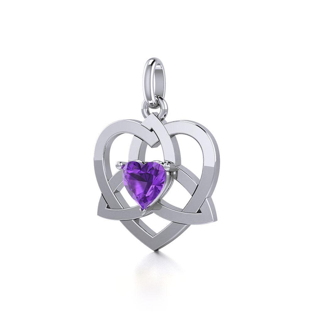 The Celtic Trinity Heart Silver Pendant with Gemstone TPD5287 - Peter Stone Wholesale