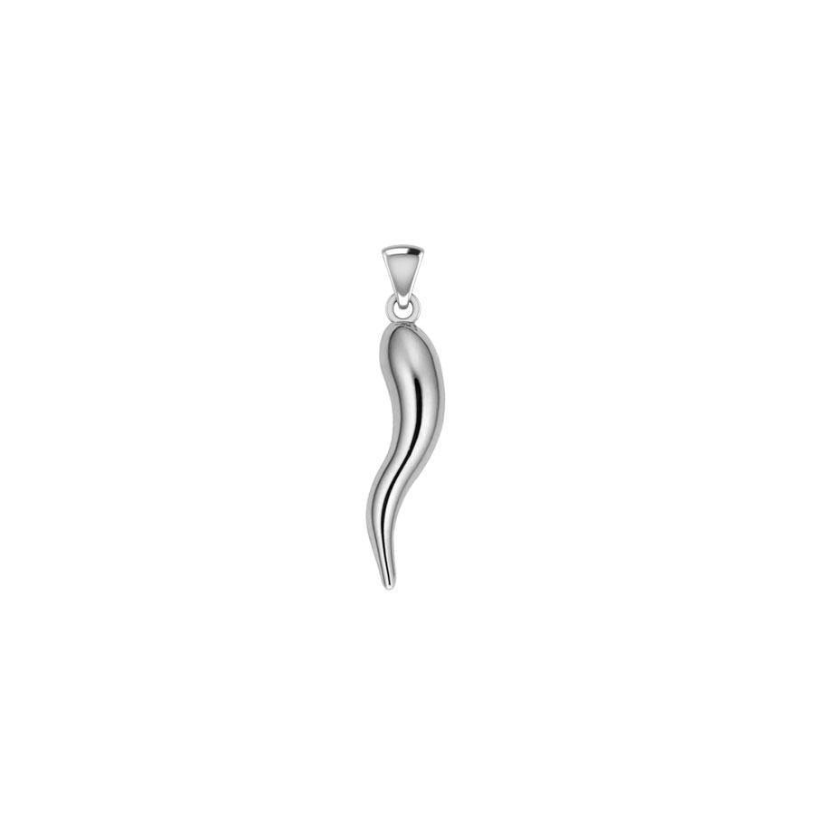 Italian Horn Good Luck Charm Silver Pendant Small Version TPD5350 Pendant