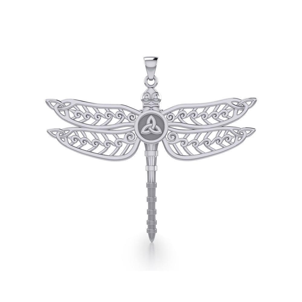 The Celtic Dragonfly with Trinity Knot Silver Pendant TPD5386 Pendant