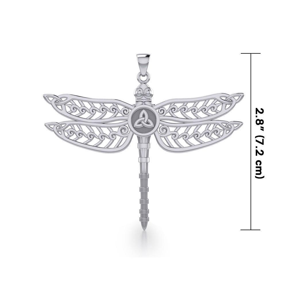 The Celtic Dragonfly with Trinity Knot Silver Pendant TPD5386 Pendant