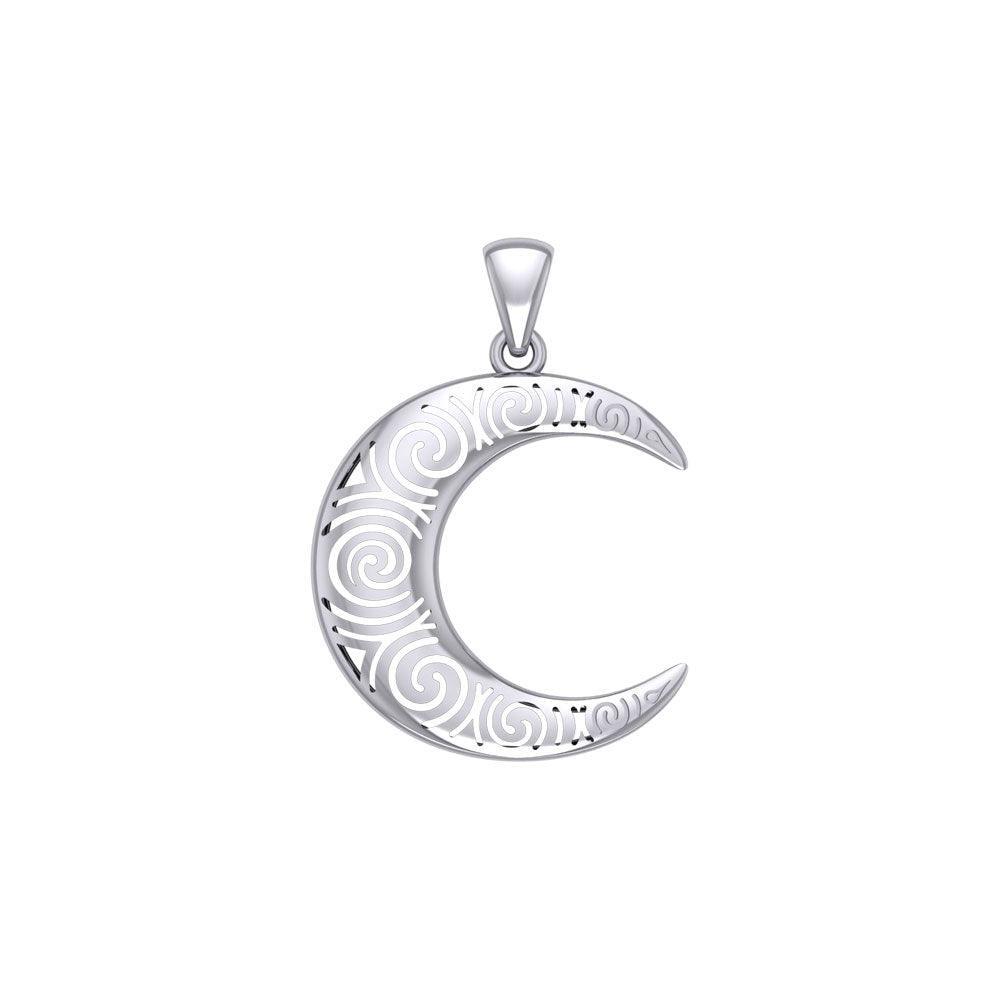 Spiral Crescent Moon Silver Pendant TPD5477 - peterstone.dropshipping