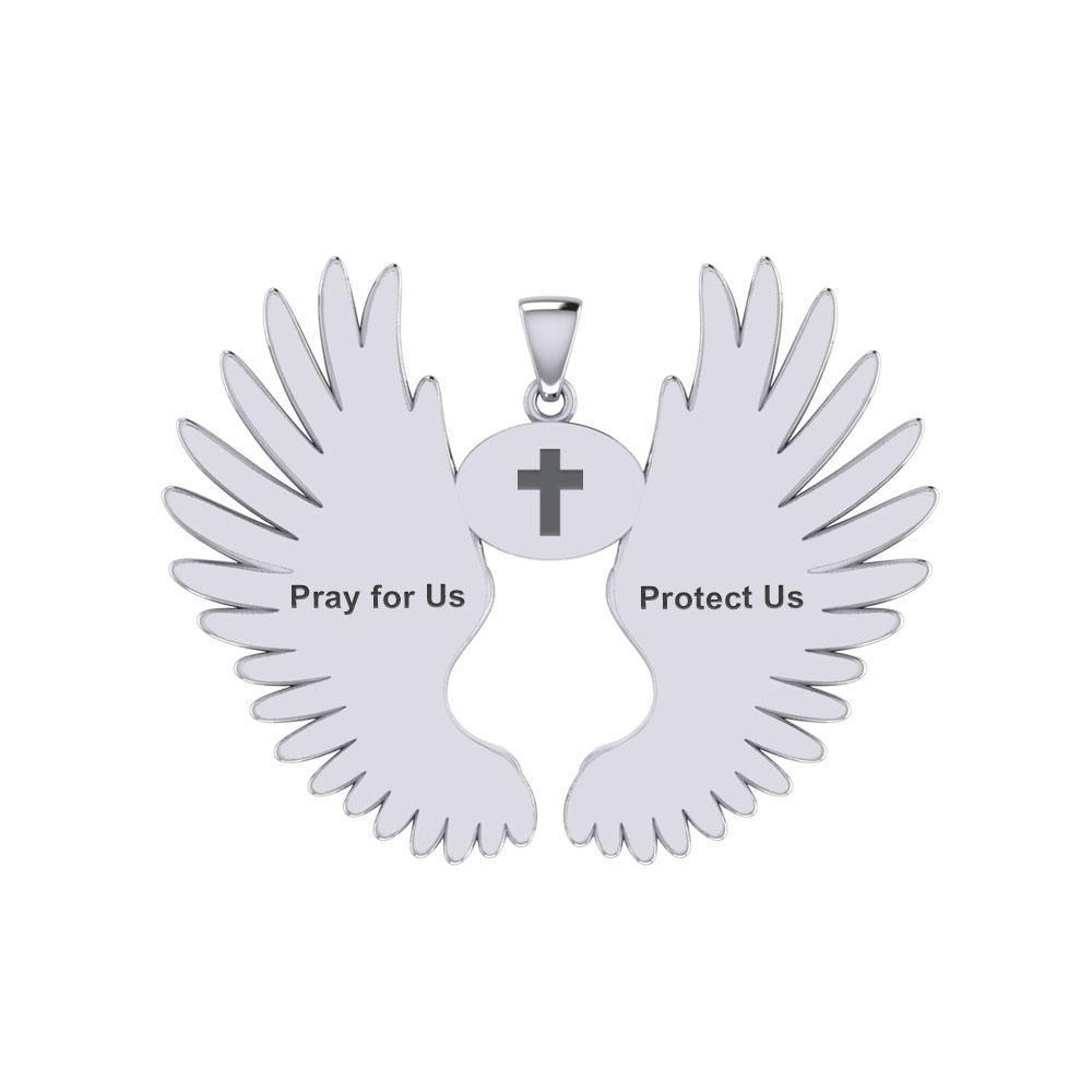 Guardian Angel Wings Silver Pendant with Aries Zodiac Sign TPD5515 Pendant