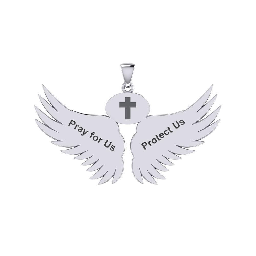 Guardian Angel Wings Silver Pendant with Leo Zodiac Sign TPD5519 Pendant