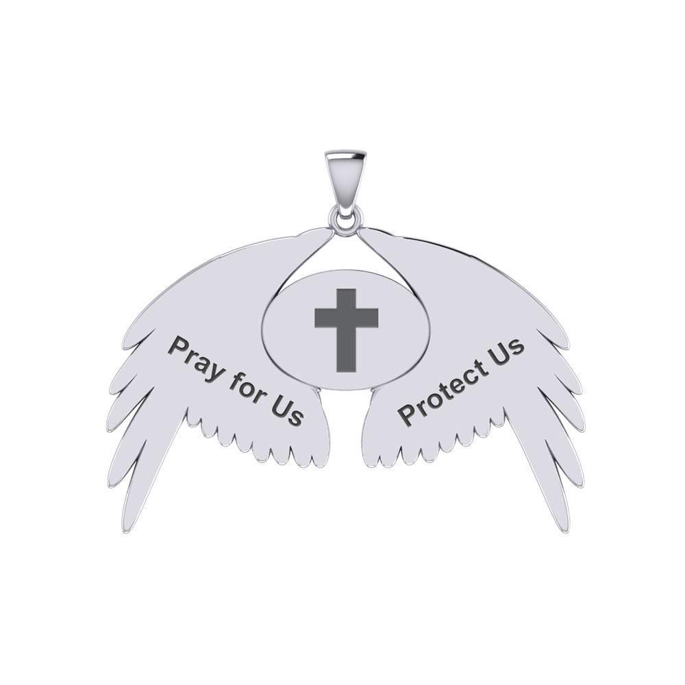 Guardian Angel Wings Silver Pendant with Virgo Zodiac Sign TPD5520 Pendant