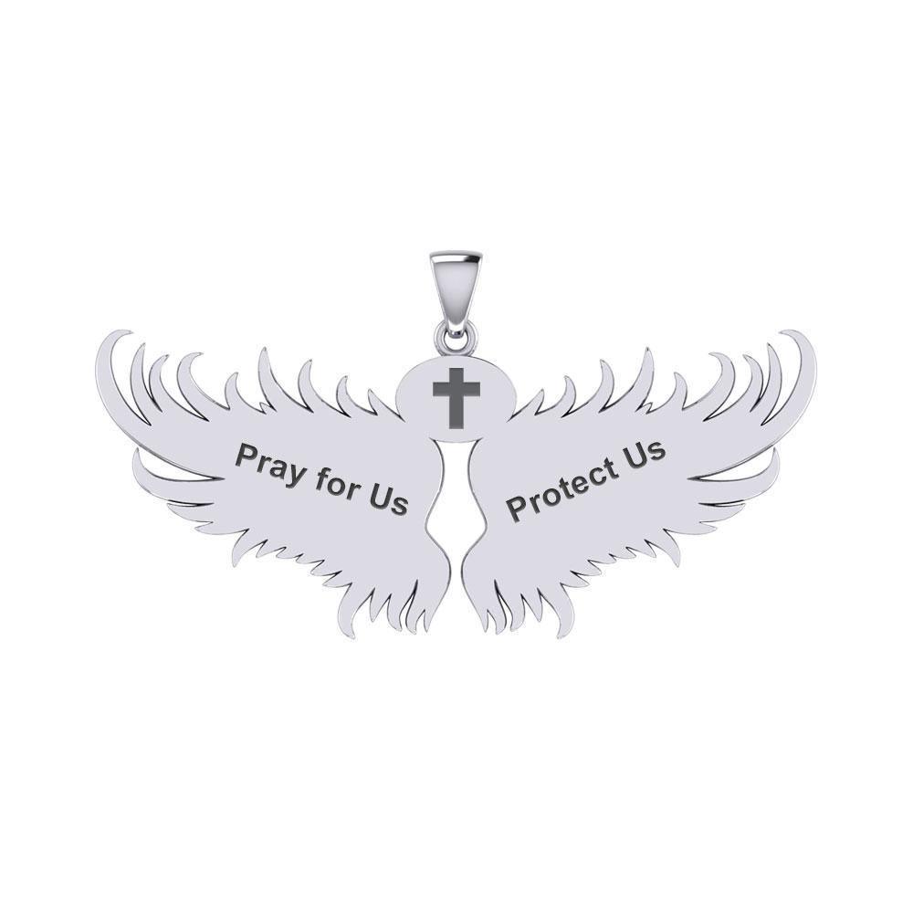 Guardian Angel Wings Silver Pendant with Scorpio Zodiac Sign TPD5522 Pendant