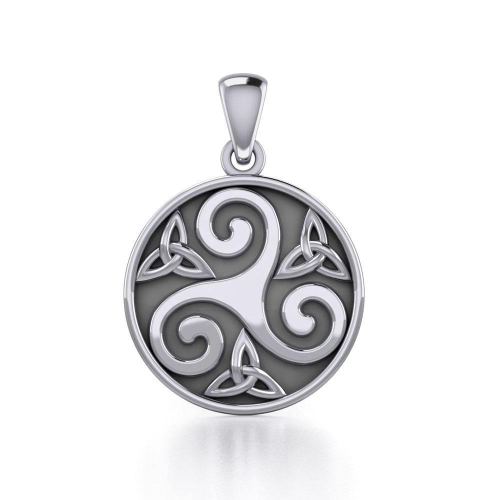 Triskelion Spiral with Trinity Knot Silver Pendant TPD5609 Pendant