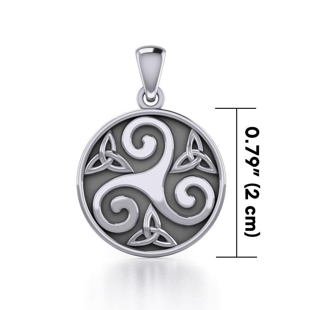 Triskelion Spiral with Trinity Knot Silver Pendant TPD5609 Pendant