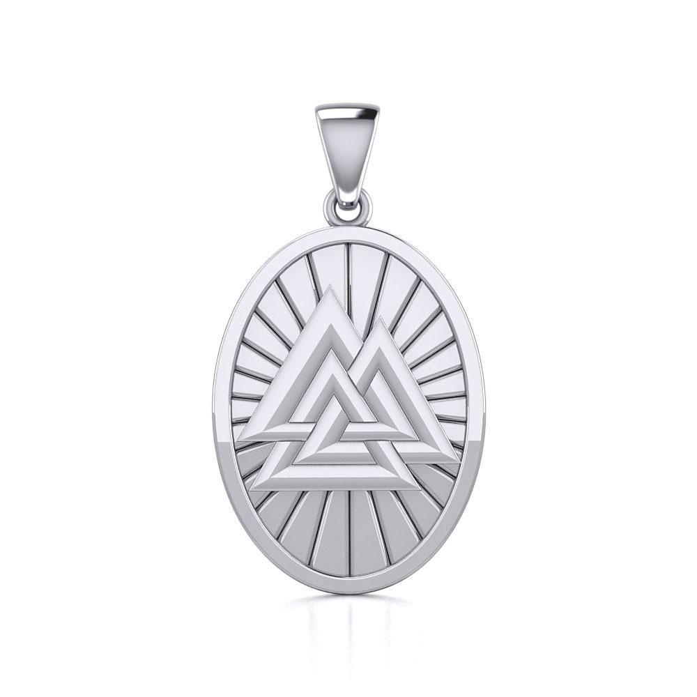 Sterling Silver Viking Valknut Oval Pendant Jewelry TPD5615 Pendant