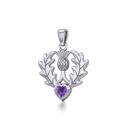 Thistle Silver Pendant with Heart Gemstone TPD5637 Pendant