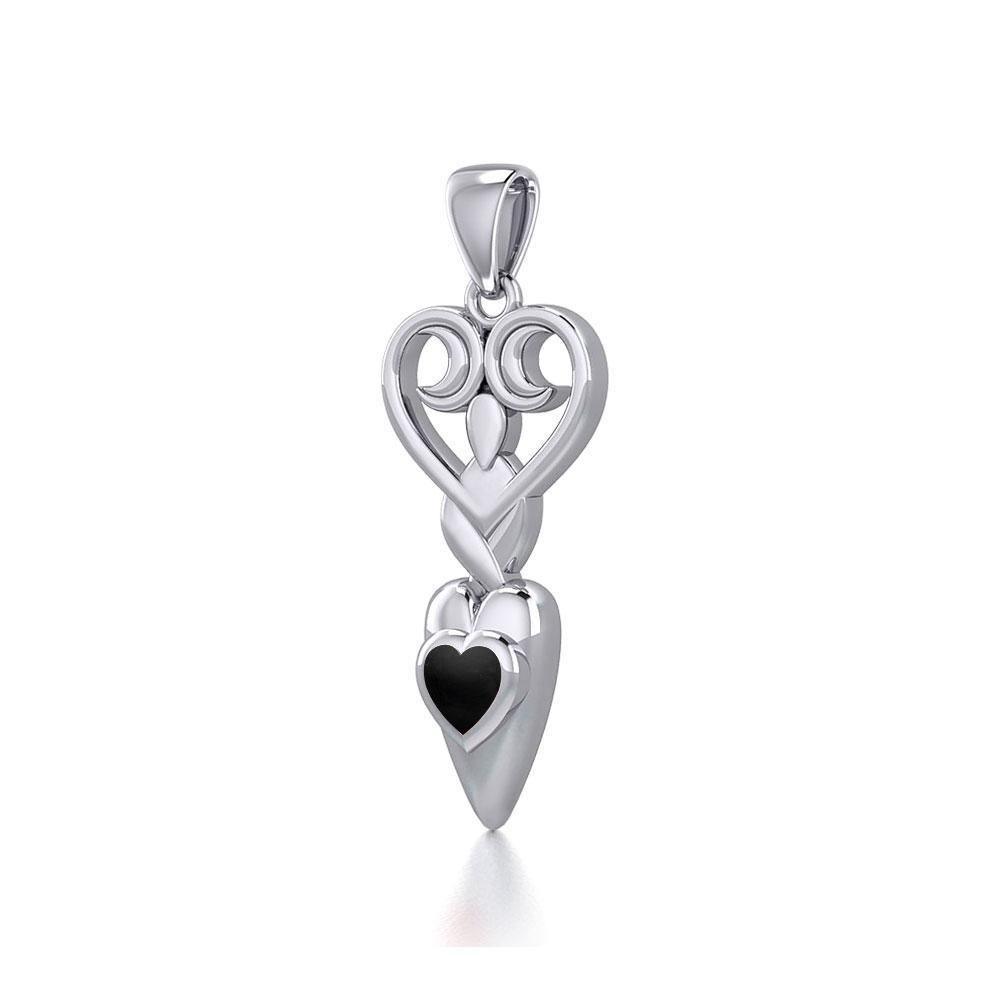 Goddess with Heart Gemstone Silver Pendant TPD5657 Pendant